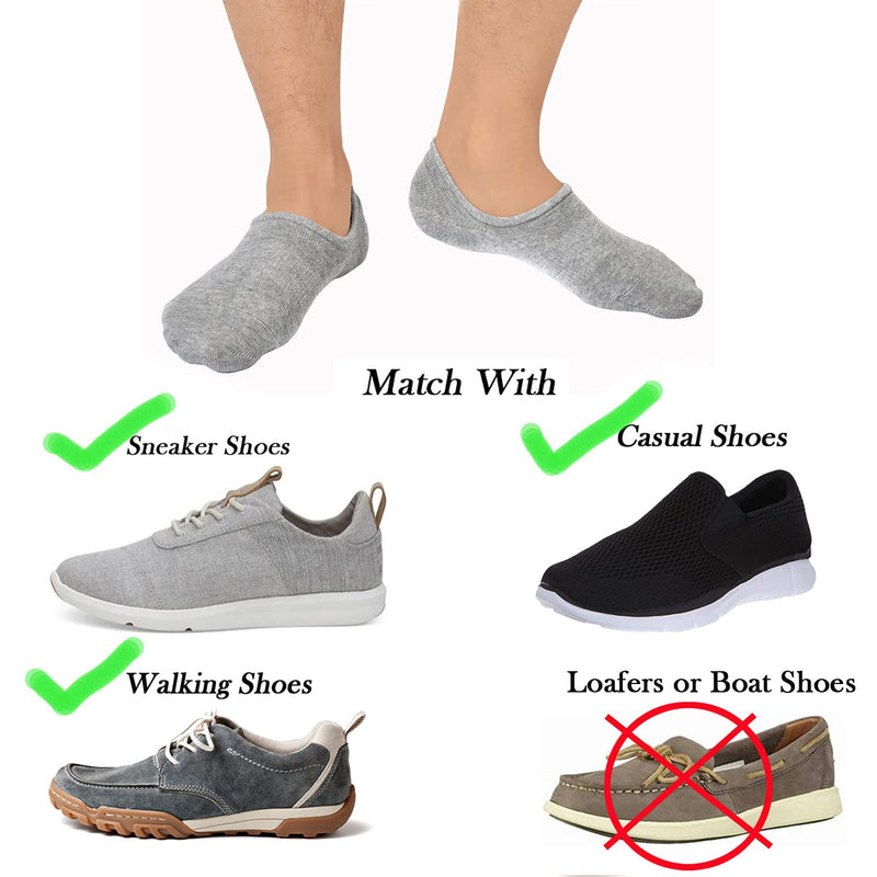 Jormatt Mens Cotton Low Cut No Show Socks With Non-Slip Grips, 6 Pairs 8 Pairs Grey,6 Pairs 10-13 - NewNest Australia