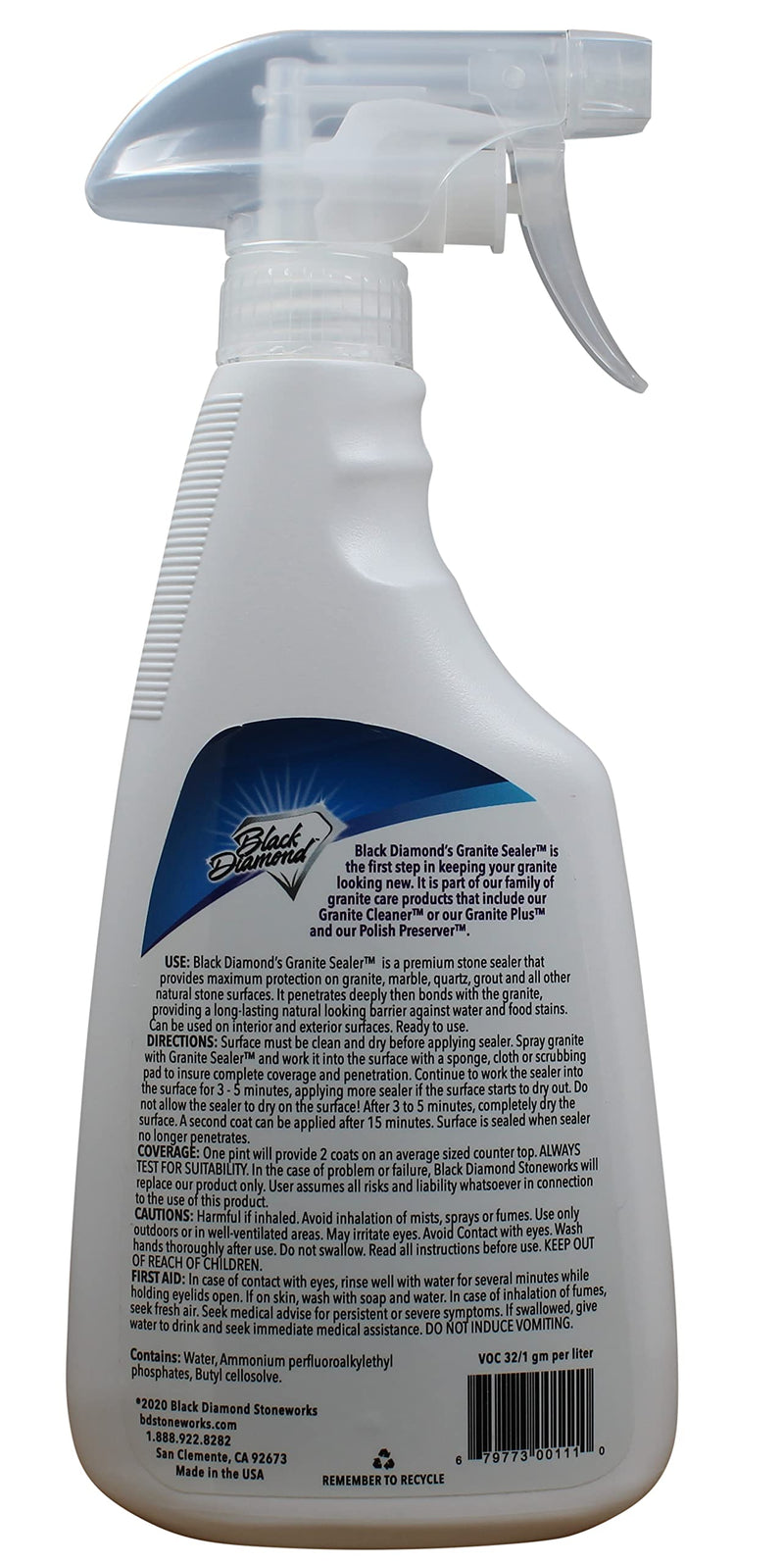 Black Diamond Stoneworks Granite Sealer: Seals and Protects, Granite, Marble, Travertine, Limestone and Concrete Counter Tops. Works Great On Grout, Fireplaces and Patios. 1 Pint - NewNest Australia