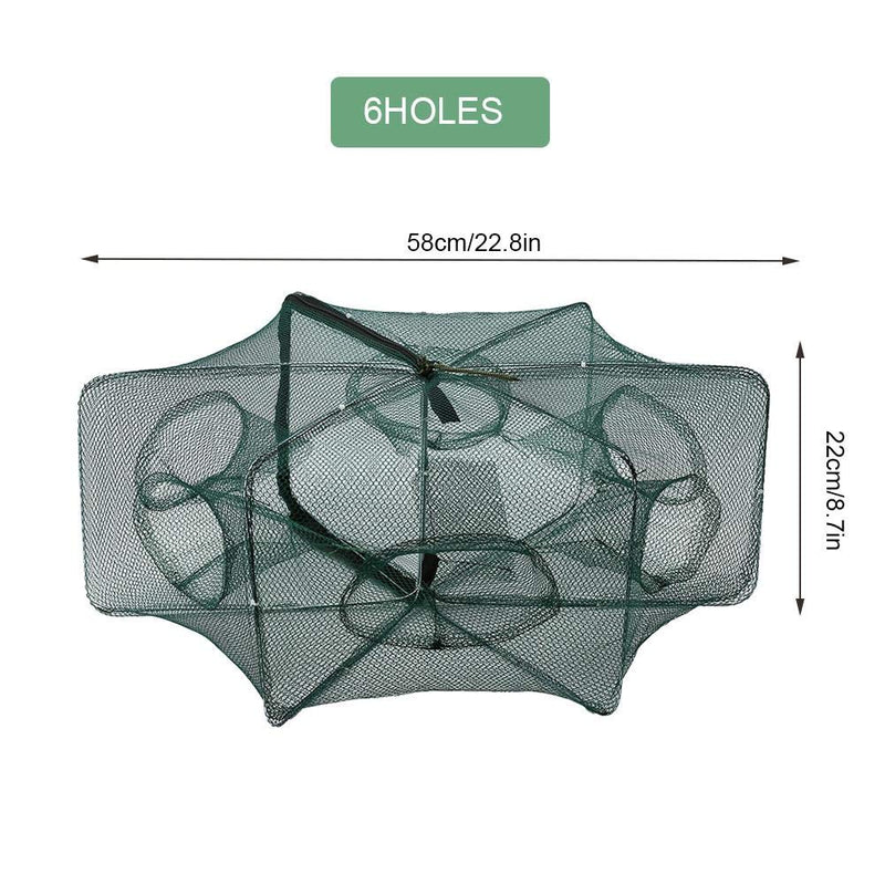 VGEBY1 Fishing Pot, 6/12 Holes Fishing Trap Bag Automatic Fishing Net Shrimp Cage Nylon Foldable Crab Fish Trap Cast 6 Holes - NewNest Australia