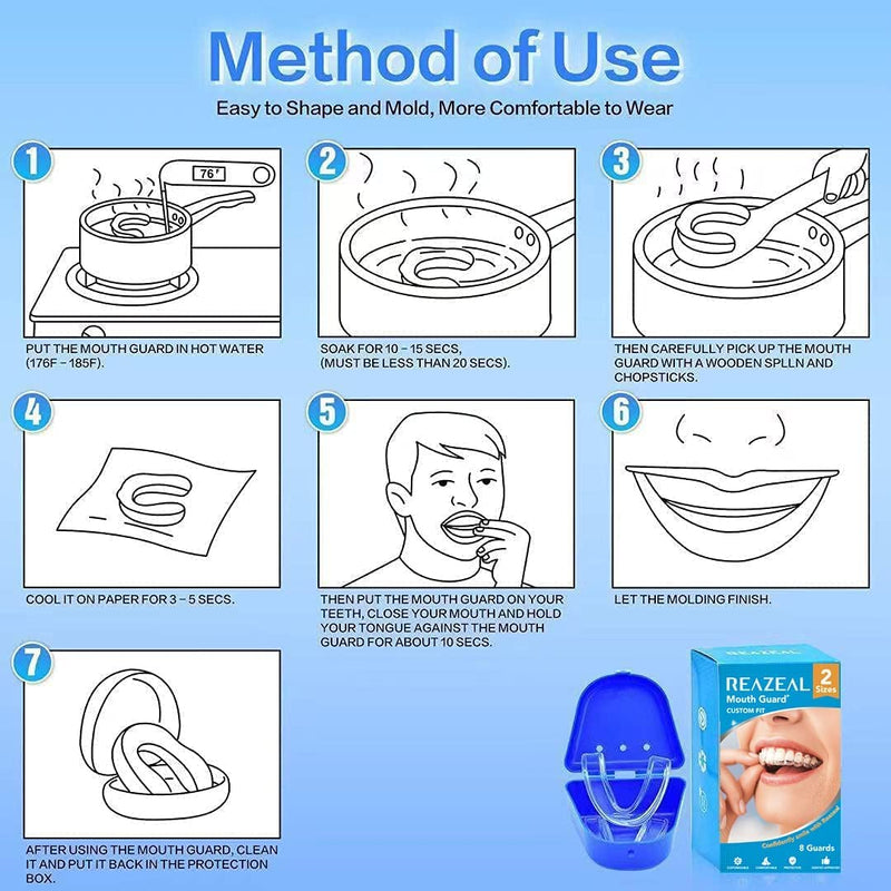 Mouth Guard for Grinding Teeth and Clenching Anti Grinding Teeth Custom Moldable Dental Night Guard Dental Night Guards to Prevent Bruxism - 8 Pack - NewNest Australia