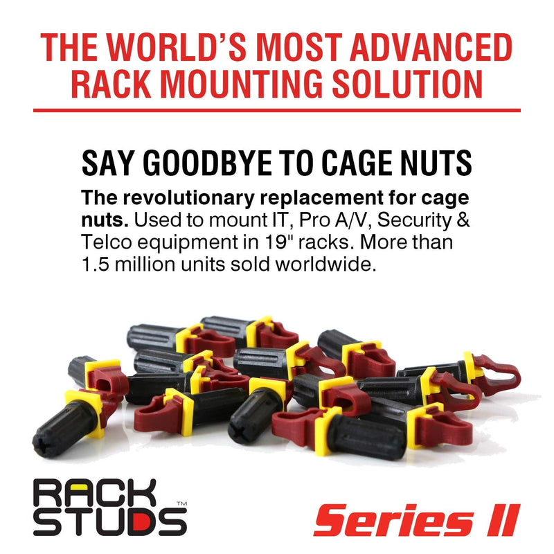 Rackstuds R20 Rack Mount Solution Series II – No More Cage Nuts! The Easiest and Safest Server Rack Solution in 19" Racks with Square Punched Vertical Rails | 20-Pack, Red, 2.2mm/0.086" Version 20 Pack - NewNest Australia