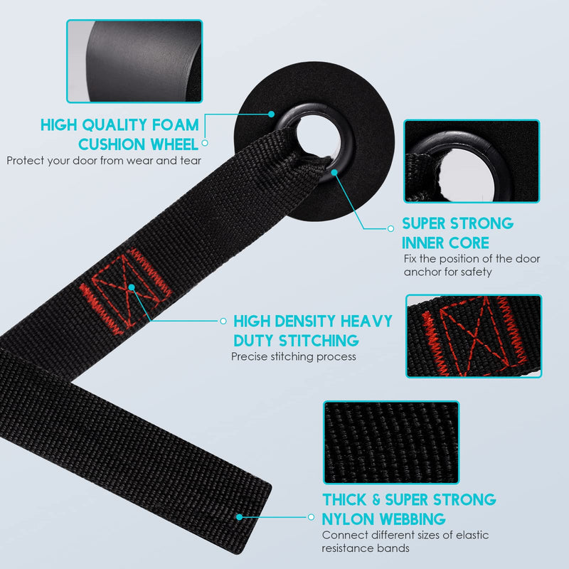 Slim Panda Heavy Duty Door Anchor for Resistance Bands - Door Strap Attachment Perfect for Workout Bands, Pull Up Bands, Strength Training Ergonomic Anti-Slip Heavy Gauge Welded Rings Strong Nylon Webbing 2 Pack - NewNest Australia
