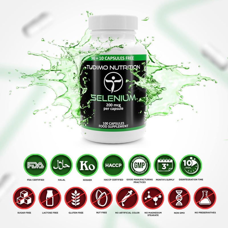 Selenium 200 Œºg High Dose Capsules - Pack Of 100 (3+ Month Supplement) Of Fast Dissolving Tablets, Each With 200 Mcg Of High-Quality Selenomethionine Powder (Selenium Supplement) - NewNest Australia