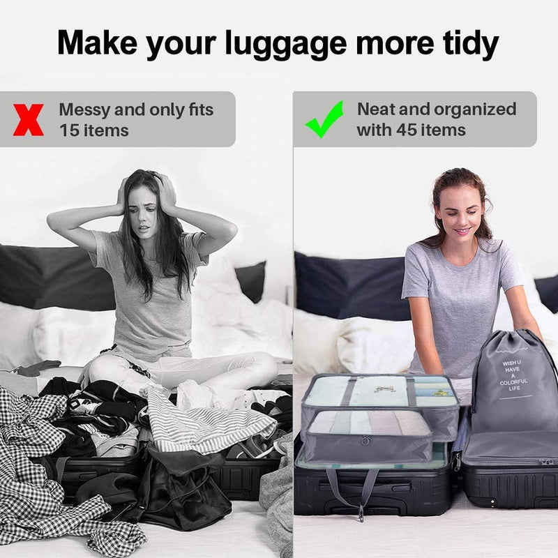 Packing Cubes for Suitcase,Geediar 9 PCS Travel Luggage Packing Organizers Waterproof Travel Essentials Bag Clothes Shoes Cosmetics Toiletries Storage Bags(a-Grey) A-grey - NewNest Australia