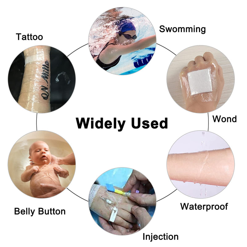 BOHAO 2 roll Waterproof Transparent Bandage Film Roll Adhesive Tape Medical Wound Tattoo Aftercare Waterproof Bandage Dressing Plaster Stretch Fixation Tape Anti-Allergic Self-Paste Swimming(5cm*5m） - NewNest Australia