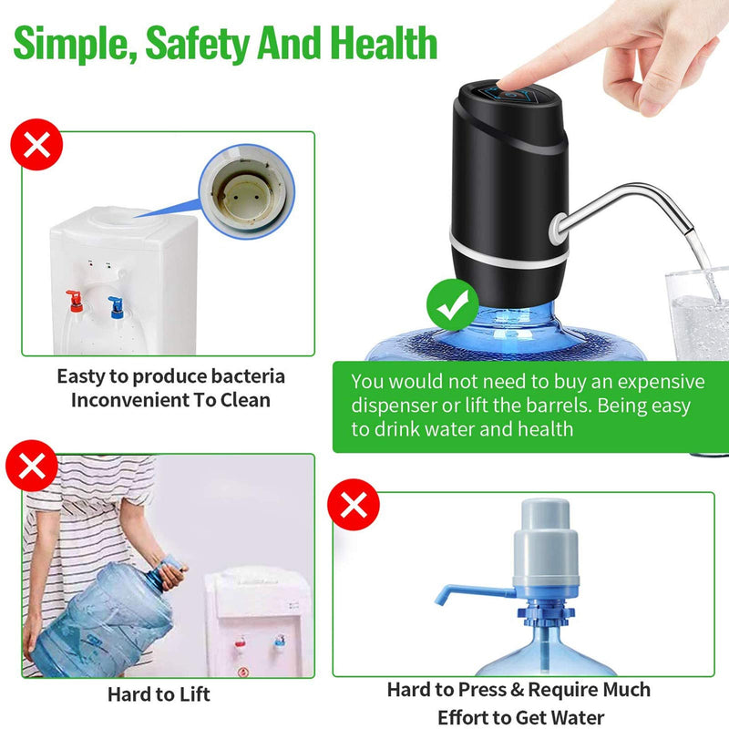5 Gallon Water Dispenser,Electric Drinking Water Pump Portable Water Dispenser Universal USB Charging Water Bottle Pump For 2-5 Gallon With 2 Silicone - NewNest Australia
