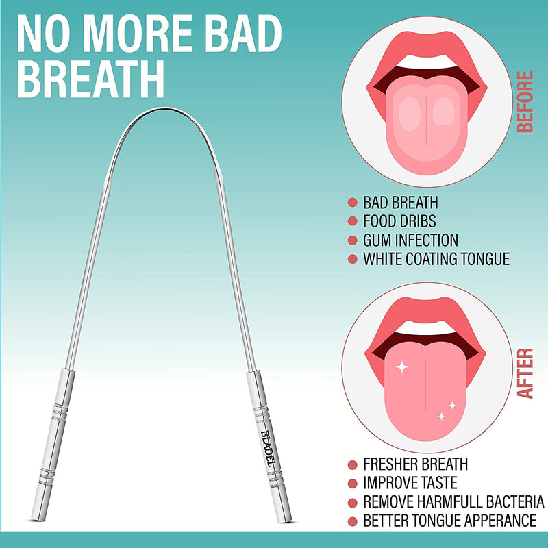 Bobozhong Tongue Scraper, 1 Piece, Stainless Steel Tongue Cleaner, Tongue Cleaner, Natural Silver, Antibacterial Tongue Brush, For Adults And Children, U-Shape Tongue Scraper - NewNest Australia