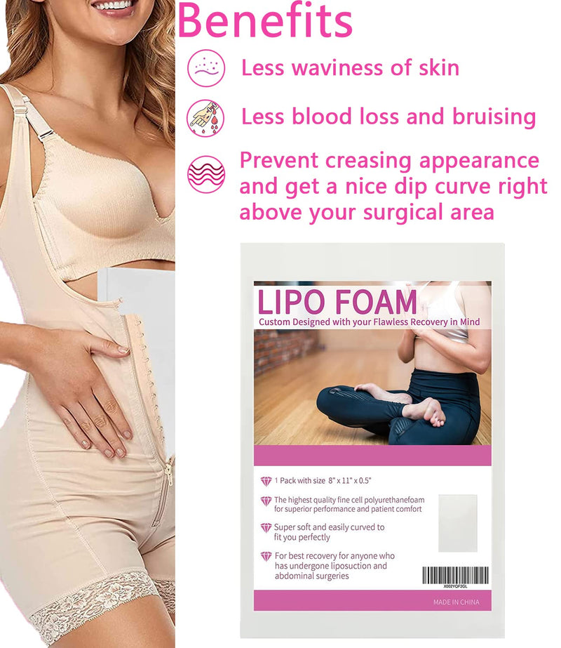KAIHENG 4 Packs Lipo Foam Pads From Board Post Surgery 8''*11''*0.5'' Liposuction Surgery Foam Sheet Help with Post-Operative Liposuction, Abdominoplasty - NewNest Australia