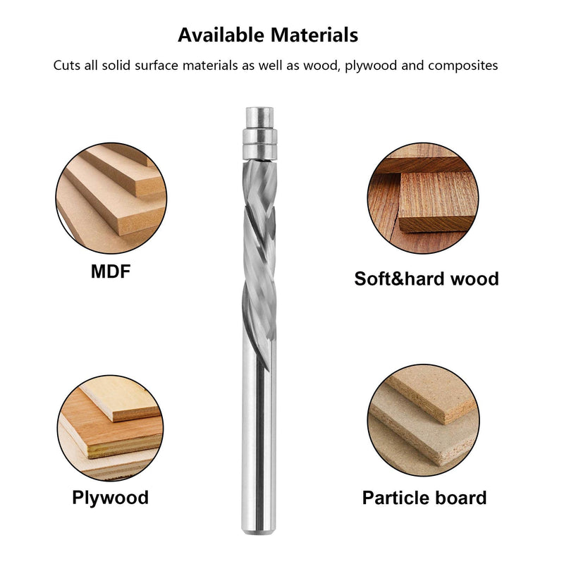 SpeTool 1/4 Shank Pattern Router Bit Extra Long Compression Spiral Flush Trim Router Bearing Bit 1-1/8 Inch Cutting Length, 3 inch OVL Up&Down Woodwork Great for Trim Shelf Edging Veneer or Laminates COMPRESSION-1/4" - NewNest Australia