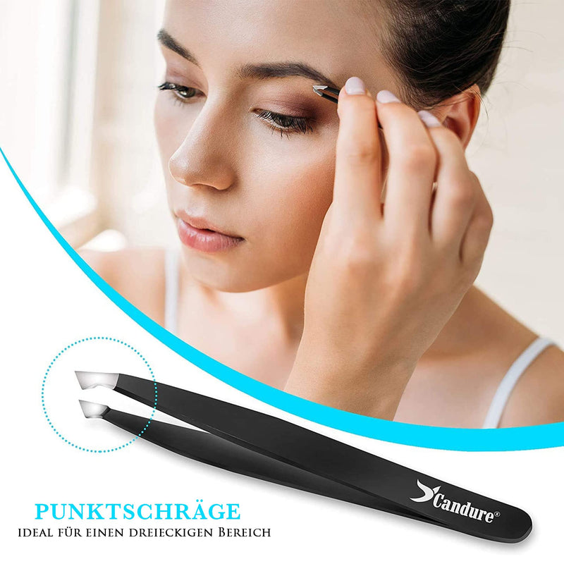 Candure Professional Eyebrow Tweezers Precision Set 4 Stainless Steel Tweezers for Removing Blackheads, Ingrown Hairs, Eyelashes Black - NewNest Australia
