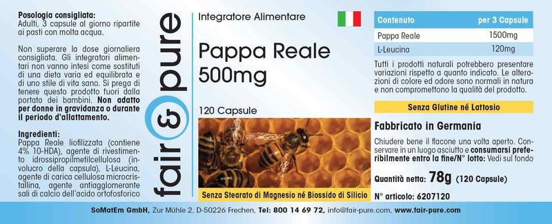 Fair & Pure® - Royal Jelly 500 mg - 120 capsules - Standardized to 4% 10-HDA - Gently freeze-dried - NewNest Australia