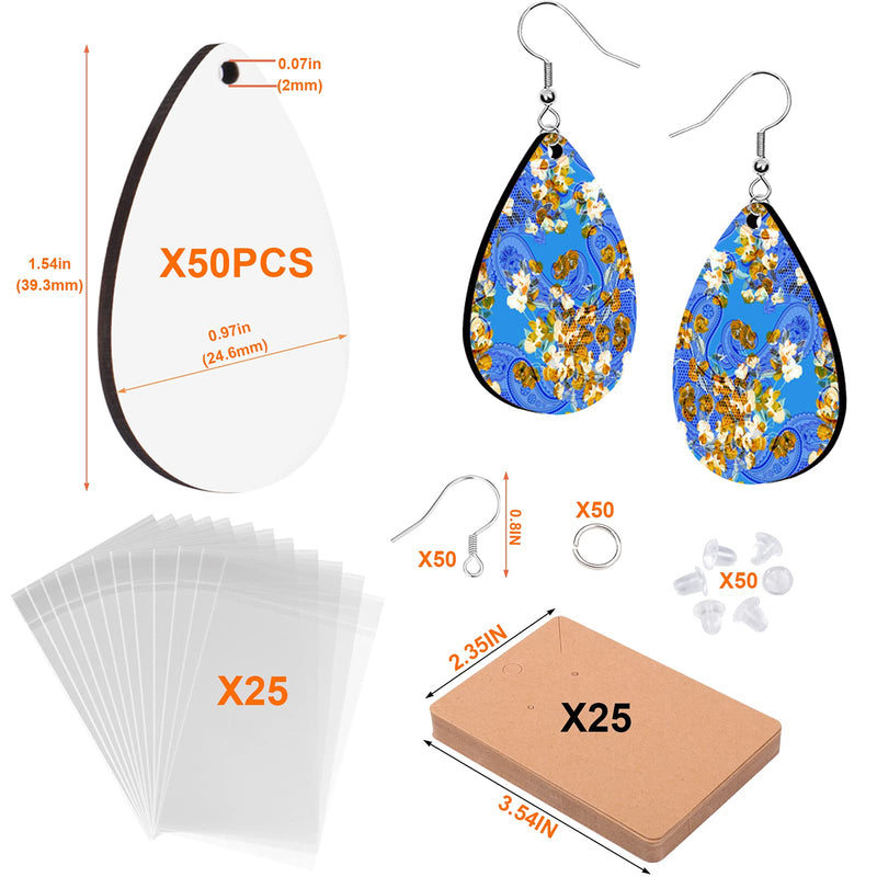 50pcs Sublimation Blanks Products - Sublimation Earring Blanks with Earring Hooks and Jump Rings for Halloween Christmas Women Girls DIY Earring Project Sublimation Accessories - NewNest Australia