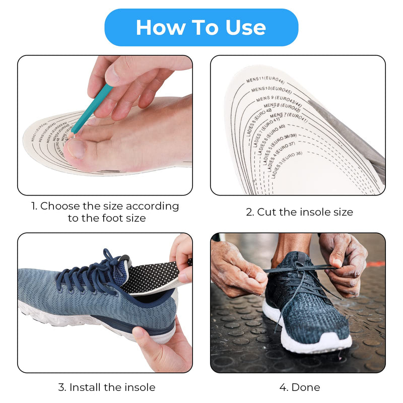 Sibba 2 Pairs Breathable Shoe Latex Insole, Memory Foam Inserts, Cut to Size Comfort Breathable Anti Odour Replacement Shoe Inserts for Sports Running Shoes, Walking Boots Men 41-46 Woman 36-42 - NewNest Australia