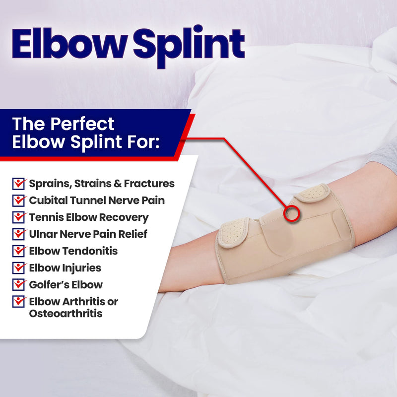 Elbow Splint Comfortable Elbow Brace – Cubital Tunnel Brace for Sleeping or Ulnar Nerve Entrapment Brace. Elbow Support & Arm Straightener Night Time Elbow Immobilizer For Elbow Pain Small/Medium - NewNest Australia