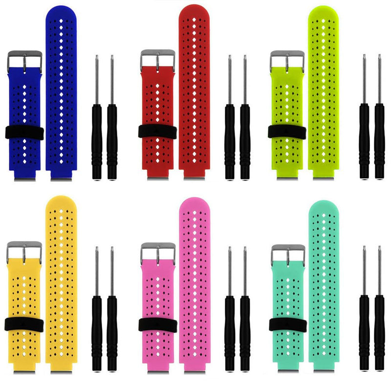 HWHMH Colorful Replacement Silicone Bands with Pin Removal Tools for Garmin Forerunner 220/230/235/620/630/735XT (No Tracker, Replacement Bands Only) Pack of 6 - NewNest Australia