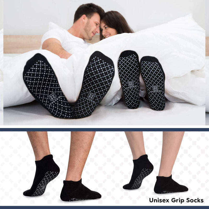 unenow Unisex Non Slip Grip Socks with Cushion for Yoga, Pilates, Barre, Home & Hospital 4 Pairs-4 Pairs of Black Large - NewNest Australia