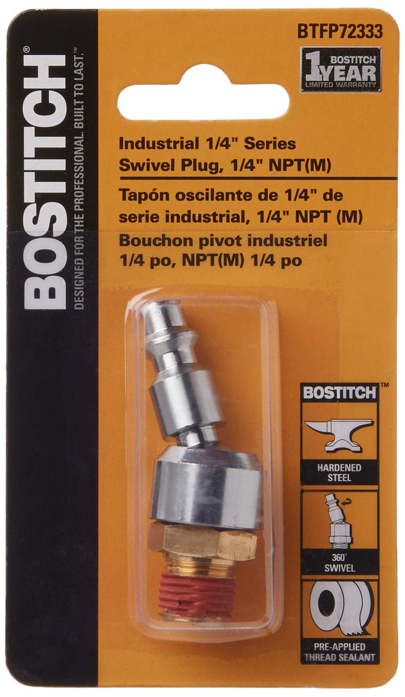 Bostitch BTFP72333 Industrial 1/4-Inch Series Swivel Plug with 1/4-Inch NPT Male Thread - NewNest Australia