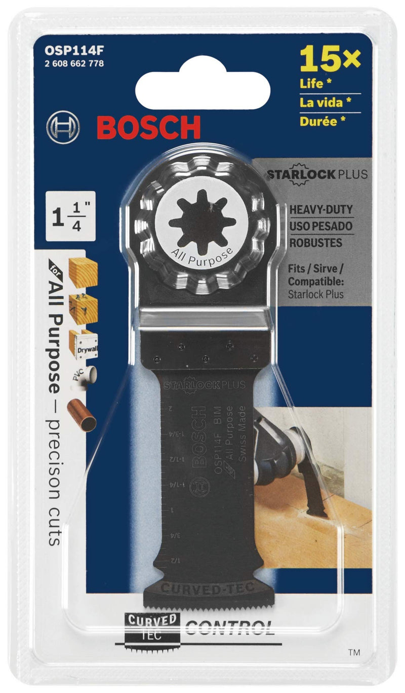 BOSCH OSP114F 1-1/4 In. StarlockPlus Oscillating Multi Tool Bi-Metal Plunge Cut Blade 1-1/4" Width Single Pack (Oscillating Multi Tool) - NewNest Australia