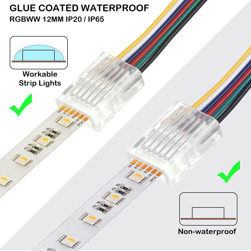 10 Packs 6 Pin 12 mm Solderless LED Strip Connector, Transparent Track Lighting Connectors, Wire Strip Lights, 16.4 Feet LED Strip for LED Pin Connector - NewNest Australia