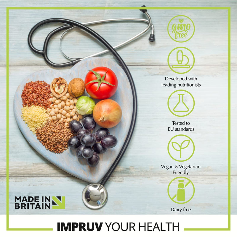 IMPRUVIT SUPERGREENS & SUPERFOOD CAPS 60 Vegan Capsules with Spirulina Turmeric Ginger Root Black Pepper Maca Root. Plant Based Antioxidant Anti-Inflammatory That Supports Whole Body Health & Immunity - NewNest Australia