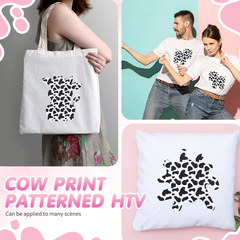 6 Sheets Cow Print Pattern Heat Transfer Vinyl Iron on Cow Print Vinyl Cow Print HTV Cow Print Stickers Craft Adhesive Vinyl for Cowboy Cowgirl DIY - NewNest Australia