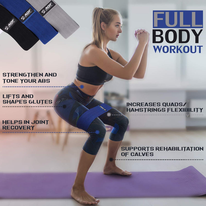 AQF Hip Resistance Bands Set with 3 Stretch Levels Glute Exercise Bands for Fitness Legs, Booty, Thigh, Hips, yoga & Pilates - Ideal Home Workout Strengthening equipment for Men & Women (Pack of 3) - NewNest Australia