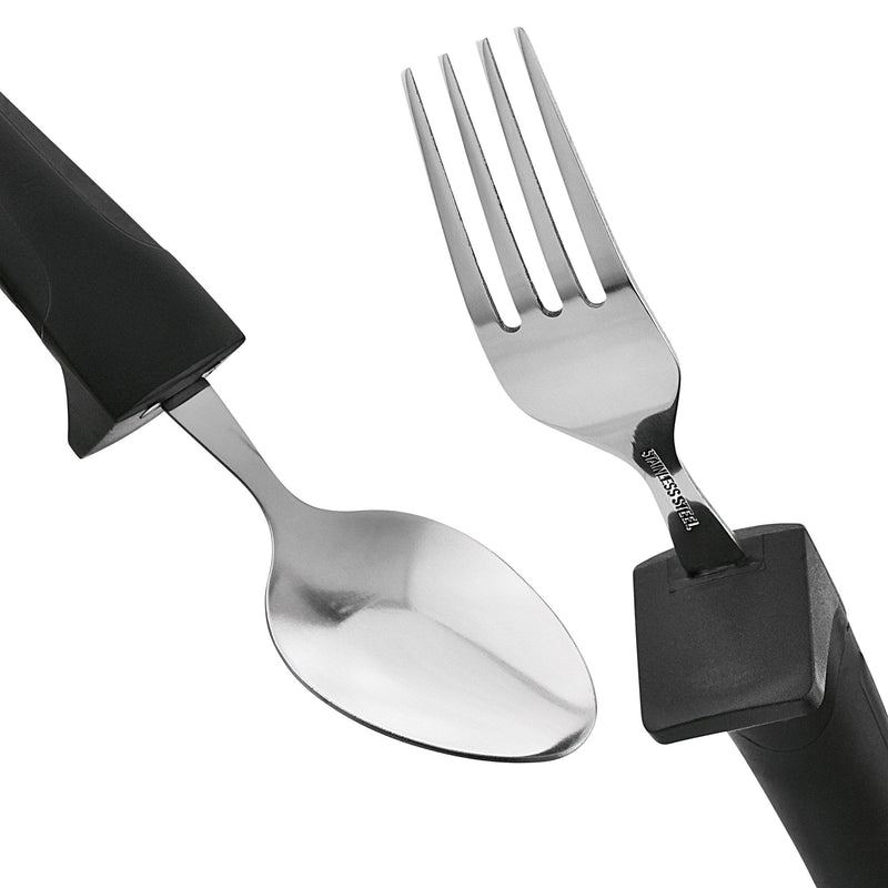 Adaptive Eating Utensils by Celley for Parkinson's, Arthritis, MS, Elderly, Hand Tremors, Handicapped | 4pc Easy Grip Silverware Stainless Steel Knife, Fork, 2 Spoons – (Black) Black - NewNest Australia