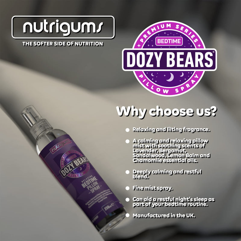 DOZYBEARS The Ultimate Bedtime Pillow Spray 250ml | Calming and Relaxing Pillow Mist with Soothing scents of Lavender, Lemon Balm, Chamomile, Sandalwood and Bergamot - NewNest Australia
