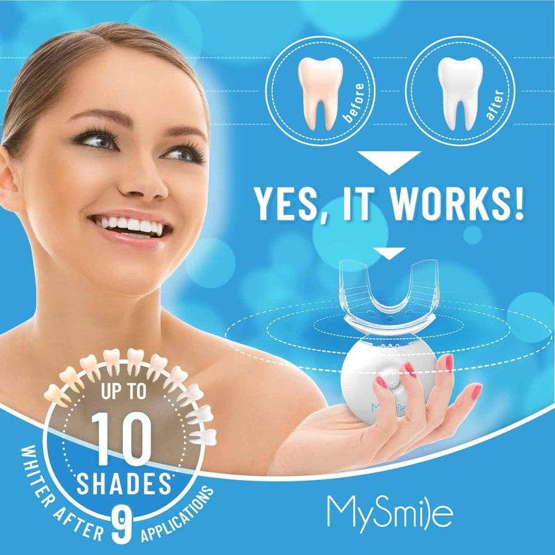 MySmile Teeth Whitening Kit with LED Light, 10 Min Non-Sensitive Fast Teeth Whitener with 3 Carbamide Peroxide Teeth Whitening Gel, Helps to Remove Stains from Coffee, Smoking, Wines, Soda, Food - NewNest Australia