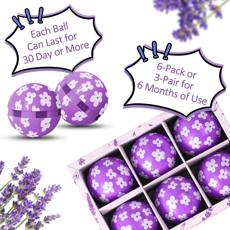 Deodorizing Balls for Sneakers, Shoe Deodorant, Gym Bags, Pack of 6 Deodorizing Balls Also for Home Lockers, Simple Twistlock - Lavender - NewNest Australia