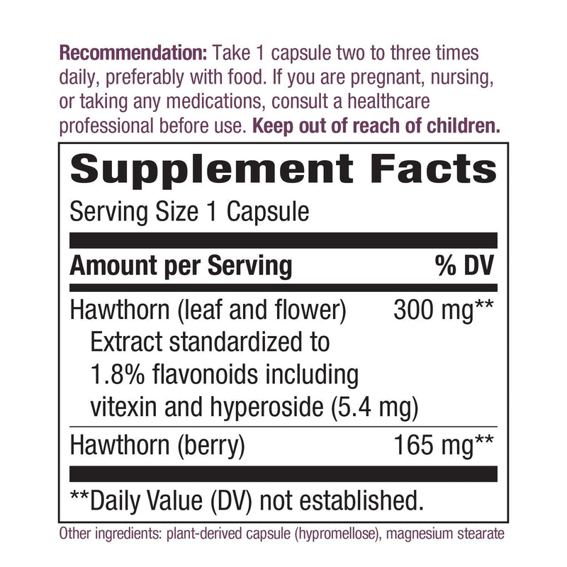 Nature's Way Hawthorn Standardized Heart Function 1.8% Flavonoids, 300 mg of Extract per serving, 90 Capsules - NewNest Australia