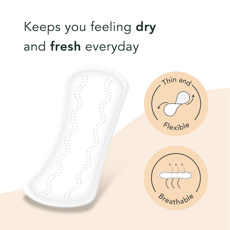Rael Organic Cotton Cover Liners - Unscented, Chlorine Free, Light Absorbency, Daily Panty Liners (Long, 36 Count) 36 Count ( Long ) - NewNest Australia