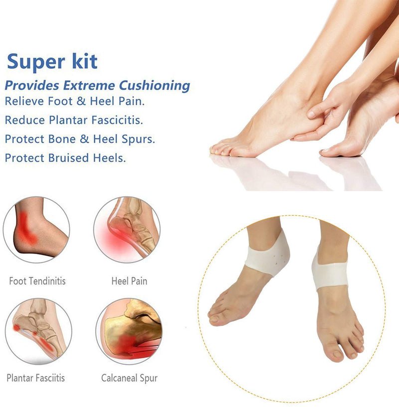 8 PCS Heel Cup, Heel Sleeves, Plantar Fasciitis Inserts, Gel Heel Protectors, New Material, Very Suitable for Heel Pain, Dry Cracked Heel, Plantar Fasciitis Pad and Heel Protection 4 Pairs - NewNest Australia