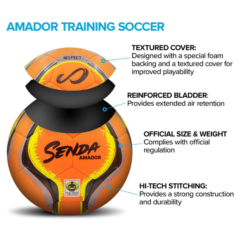Senda Amador Training Soccer Ball, Fair Trade Certified White/Orange Size 3 - NewNest Australia