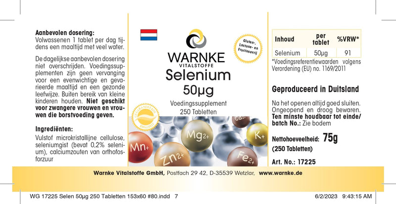 Selenium 50µg - from selenium yeast - vegan - 250 tablets - bulk pack | Warnke vital substances - NewNest Australia
