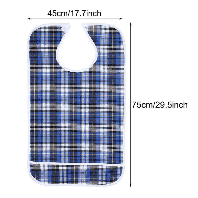 Bib For Adults With Crumb Tray, Cotton Bib Adult, Washable Reusable Adult Mealtime Haddock, 3 Colors, Waterproof Haddock Adjustable Velcro Fastening With Crumb Tray, Blue - NewNest Australia