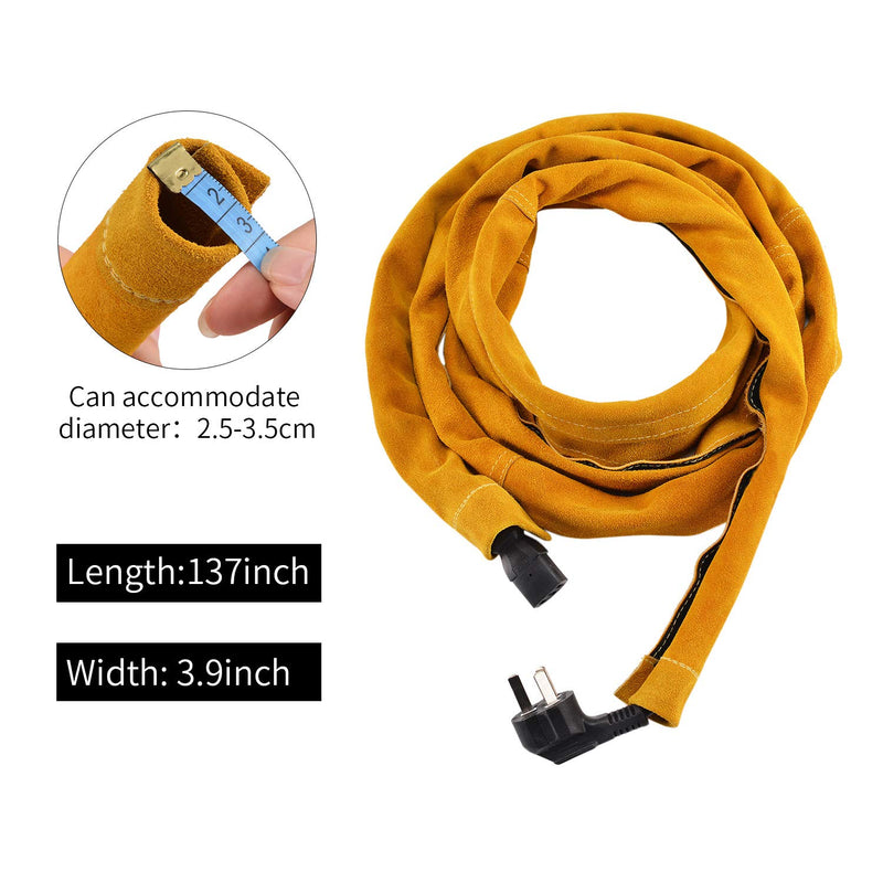 Holulo TIG Welding Torch Cable Cover Flame-Resistant Leather Kevlar Stitched,Yellow MIG/Plasma Cable Sleeves Tig Cover,137'' - NewNest Australia