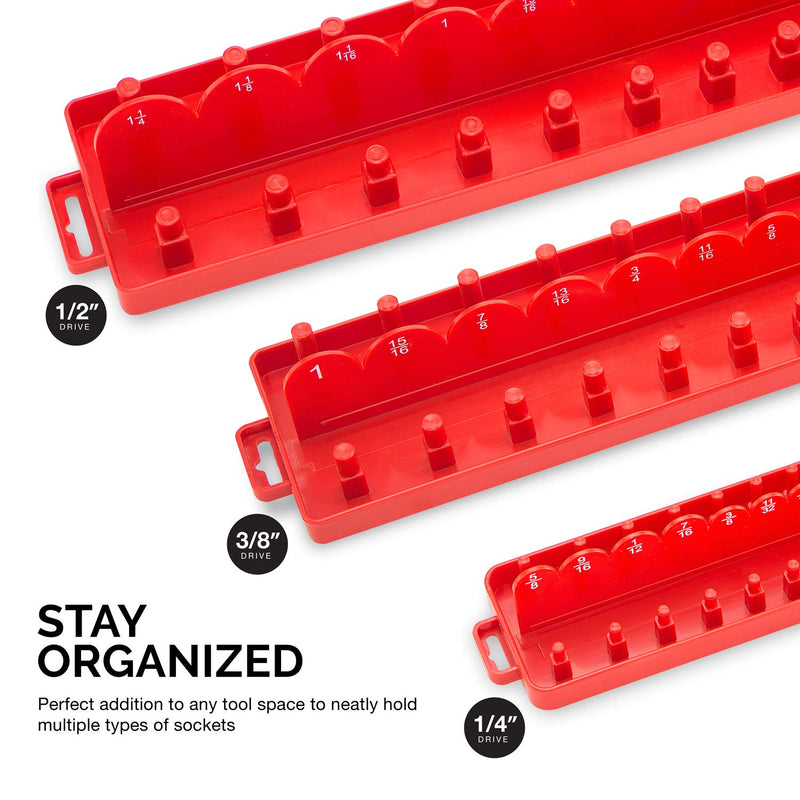 NEIKO 03965A Socket Set Tray Organizer Case with Double Rows | 3 Piece | 1/4", 3/8", and 1/2" Drive | Socket Set Organizer - NewNest Australia