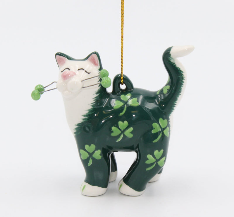 NewNest Australia - Cosmos Gifts 56554 Cat with Shamrock Ornament, Green 