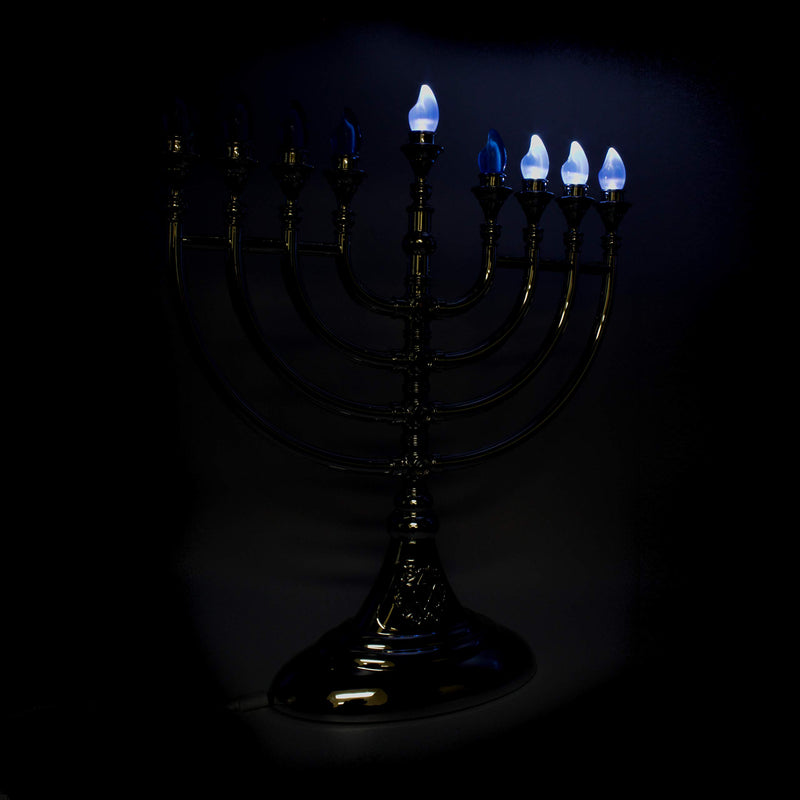 NewNest Australia - The Dreidel Company Traditional LED Electric Silver Hanukkah Menorah with Crystals (ElectroSilver Hanukkah Menorah with Crystals) Electrosilver Hanukkah Menorah With Crystals 