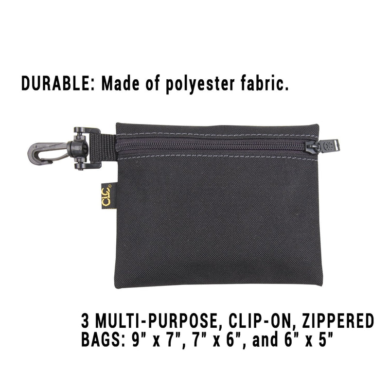 CLC Custom Leathercraft 1100 Multi-Purpose Clip-on Zippered Poly Bags, 3 Pack Pack of 1 - NewNest Australia