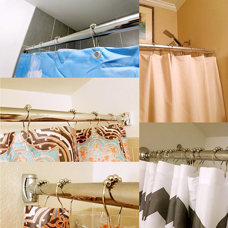 Uigos Shower Curtain Rings for Bathroom - Stainless Steel, Set of 12, Chrome - NewNest Australia