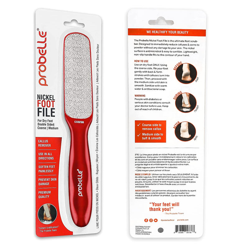 Probelle Double Sided Multidirectional Nickel Foot File Callus Remover - Immediately Reduces calluses and Corns to Powder for Instant Results, Safe Tool (Red) Red - NewNest Australia