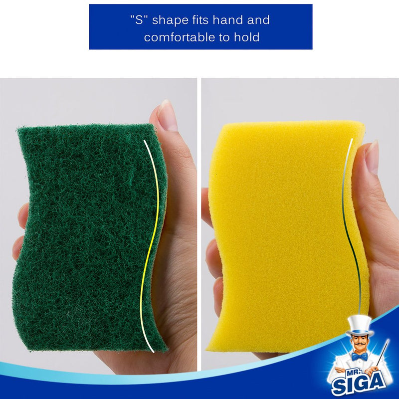 MR.SIGA Heavy Duty Scrub Sponge, Pack of 6, Size:11 x 7 x 3 cm, 4.3" x 2.8" x 1.2" 6 Pack - NewNest Australia