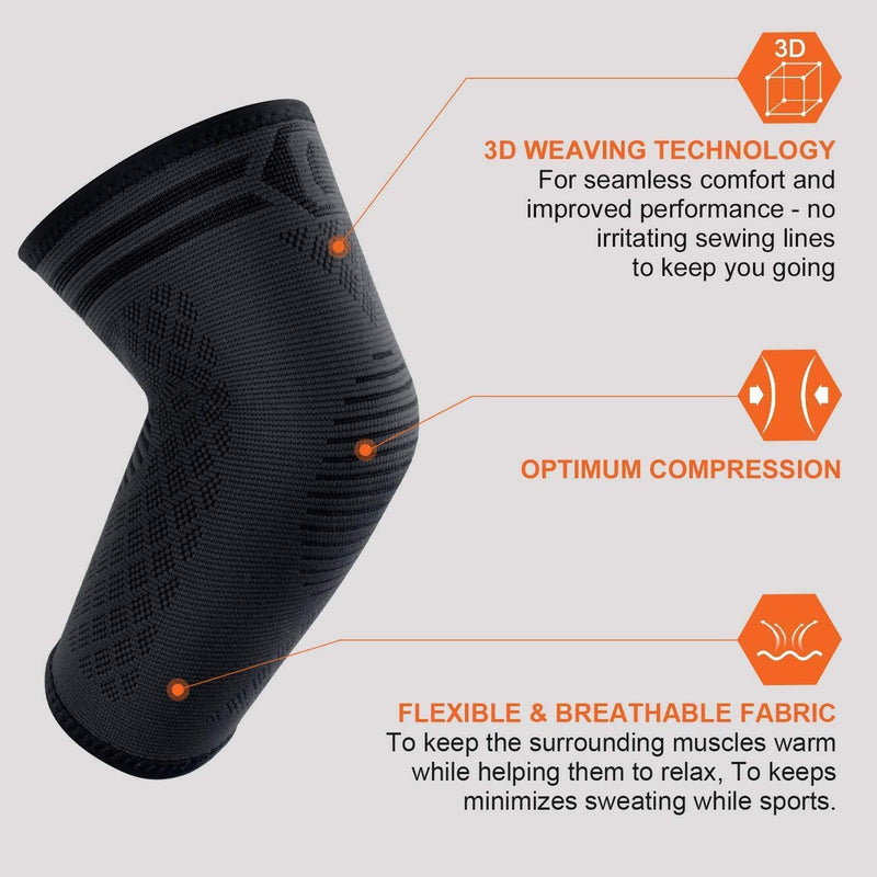 CAMBIVO Elbow Support Brace for Men & Women 2 Pack, Tennis Elbow Support Strap & Anti-slip Elbow Sleeves for Weightlifting, Arm Support, Golfers Elbow, Tennis Elbow, Tendonitis L Black - NewNest Australia