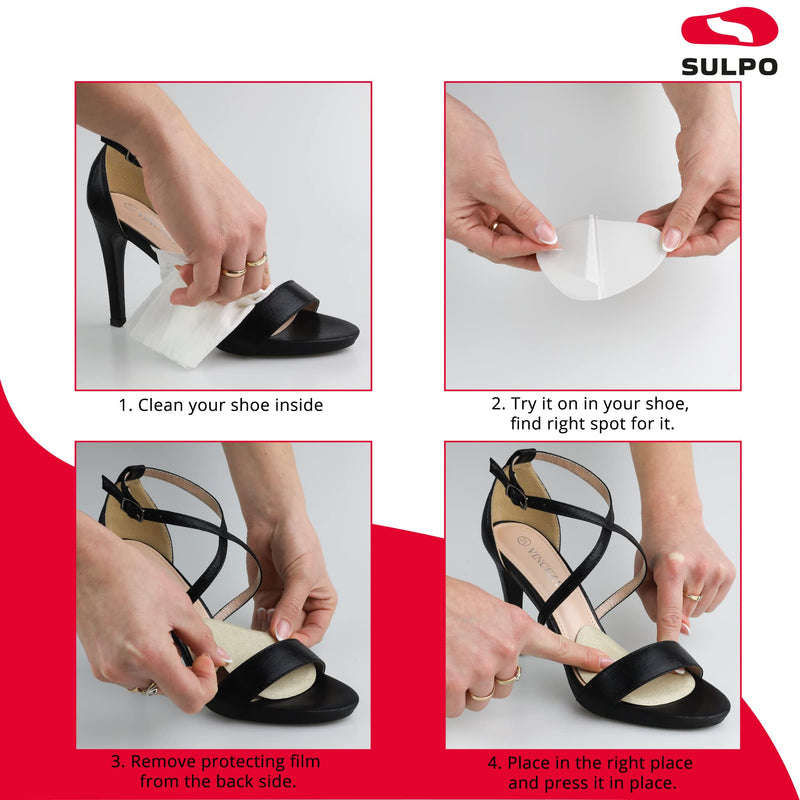 SULPO 4 pairs of ball pads for shoes that are too big - Fits in almost every shoe - Pads against foot pain and metatarsalgia - Silicone and velor metatarsal pad, toe liner - Heel insoles beige & black 4 pairs - NewNest Australia