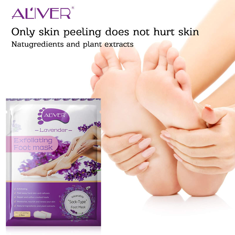 3 Pairs Foot Peel Mask, Foot Moisturizing Mask, Natural Lavender Exfoliating Foot Mask, Foot Skin Repair Socks for Dry, Aging, Cracked Heels Intense Skin Nutrition Foot Cream Mask - NewNest Australia