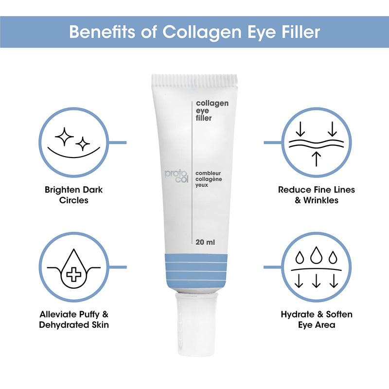 Proto-col - Hydrating Collagen Eye Cream, Boosts, Brightens and Moisturises Puffy Bags, Dark Circles and Crow's Feet for Younger Looking Skin, Made with Hyaluronic Acid and Vitamin C (20ml) - NewNest Australia