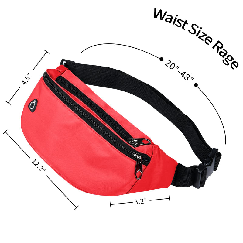 2 Packs Fanny Packs for Men and Women, Waterproof Sports Waist Pack Bag for Travel Hiking Running Hands-free … … Black+Red - NewNest Australia