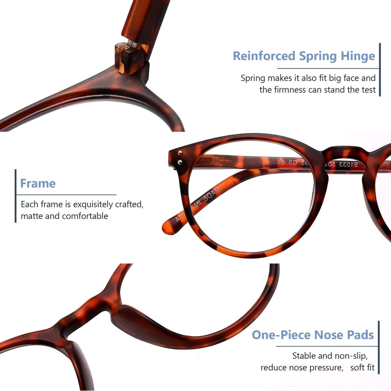 Vecien reading glasses 3 pieces spring hinge glasses matte finish for one, crystal lenses give you ultra-clear vision, spring hinges pattern design for men and women 3 colors mixing 2.0 diopters - NewNest Australia